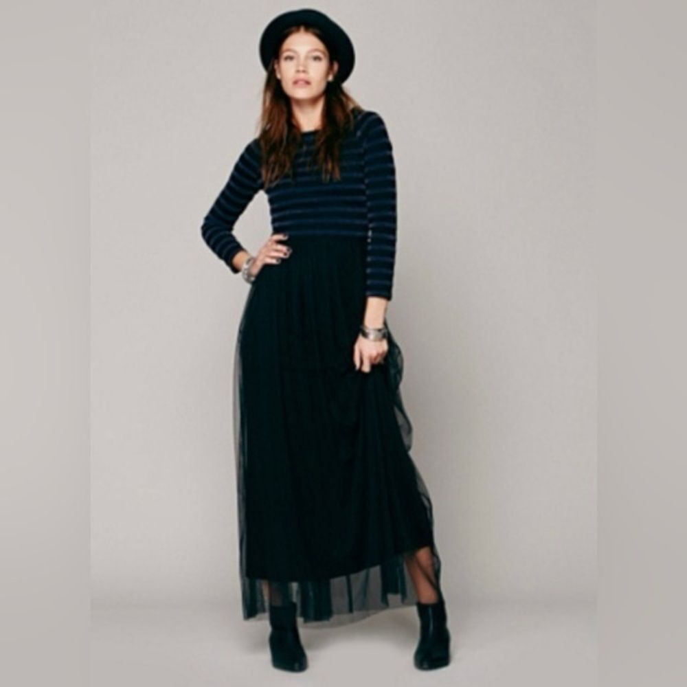 Free People Ballerina Dreams Maxi Dress Black‎ XS